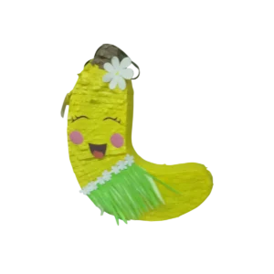 Tropical Happy Banana Piñata with Hula Skirt – Hawaiian Birthday Party Piñata